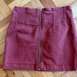 Free People Maroon Pencil Skirt with Zipper